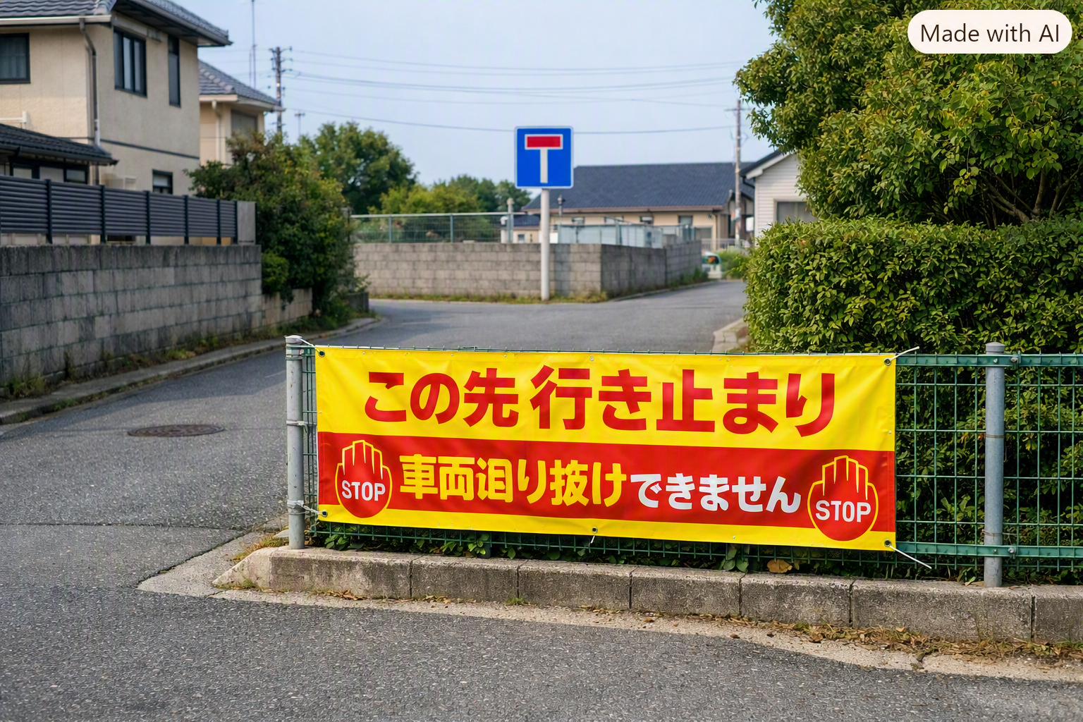 風見坂1丁目に「この先行き止まり」注意喚起幕を設置            防災・安全✅ 設置完了