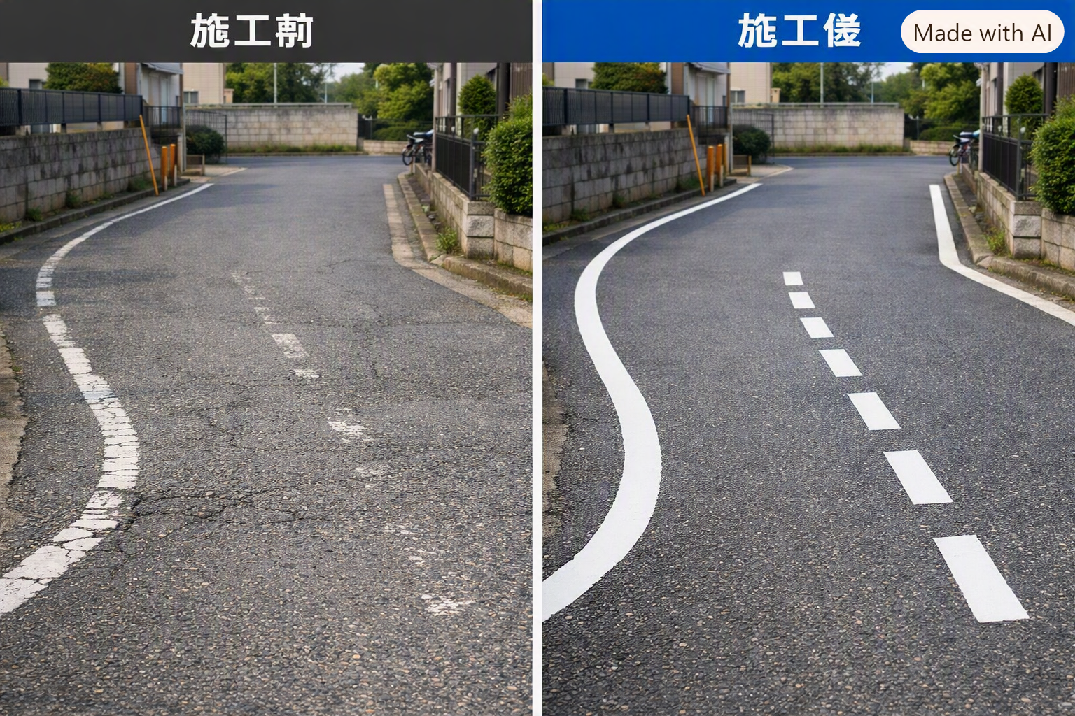 交差点の白線劣化を確認・対策。住民の声から危険箇所を改善            暮らし・安全✅ 対策完了