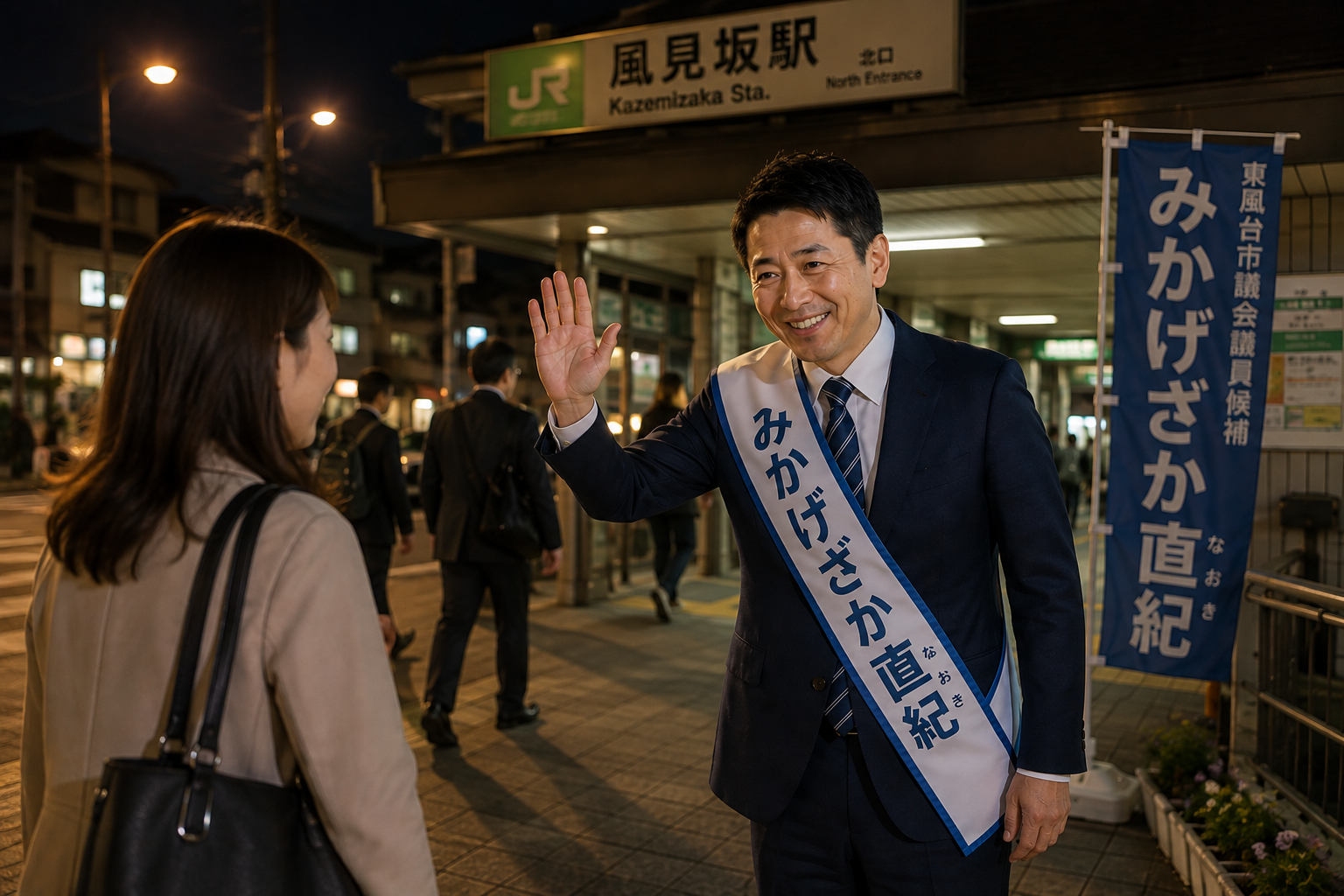夜の駅頭挨拶（2022.11.03）              活動